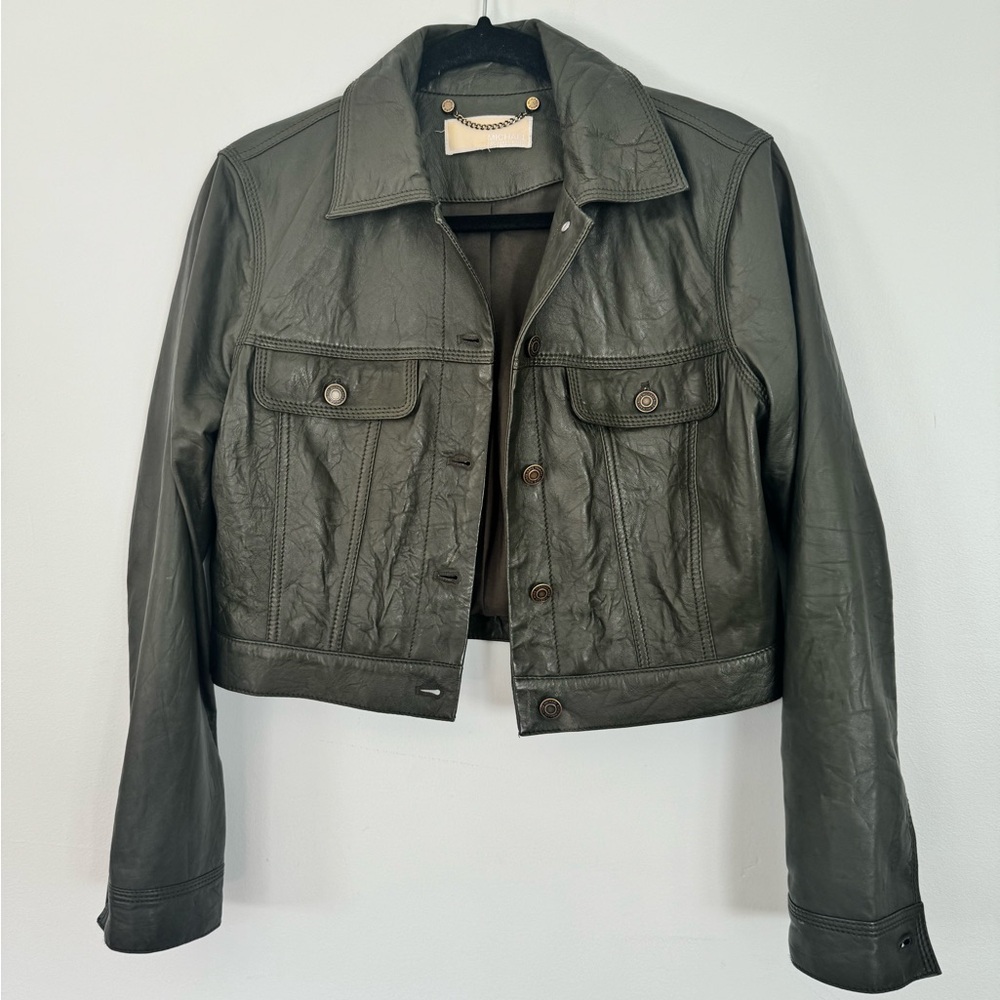 Michael Kors Cropped Leather Jacket | 100% lamb leather |  size XS